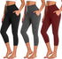 3 Pack Capri Leggings for Women with Pockets-High Waisted Tummy Control Workout Gym Yoga Pants Black